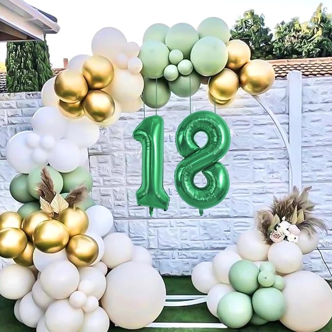 TONIFUL Number Balloon 16 Inch 10 Pcs Green 0-9 Birthday Number Balloons | - Image 6