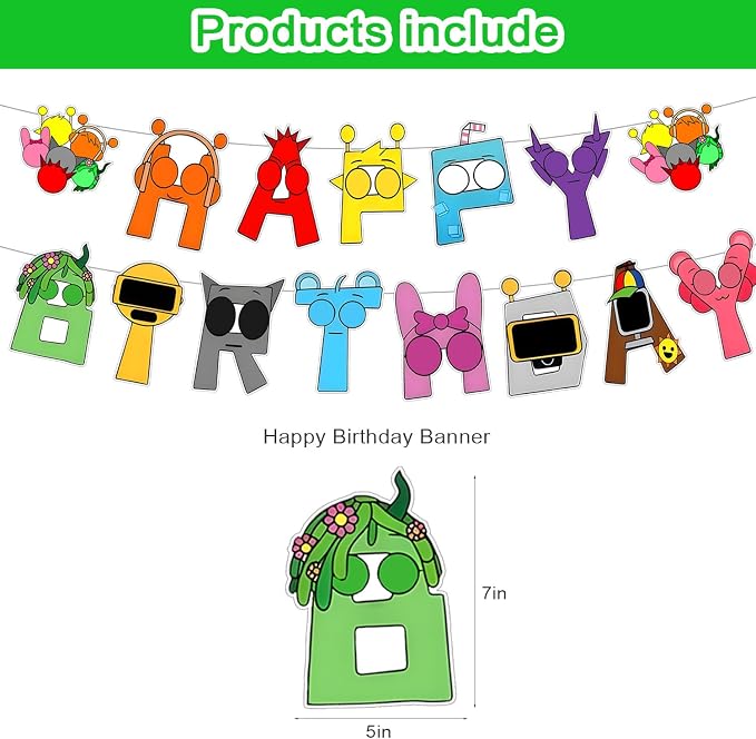 Cute Sprunkii Birthday Party Supplies, Cartoon Sprunkii Game Party Decorations - Image 2