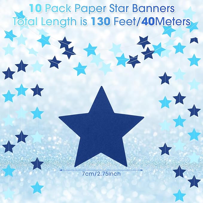 Patelai Glitter Star Garland Banner 2026 Graduation Decor 130 Feet Star Hanging - Image 2