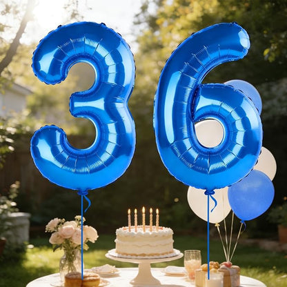 40 Inch Number 36 Balloons for 36th Birthday Party Decorations, 0-100 Dark Blue - Image 3