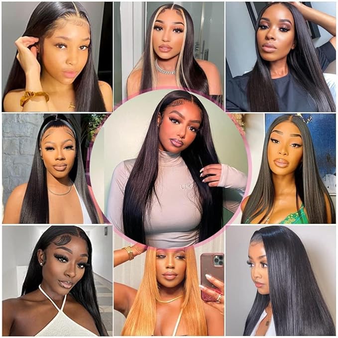 13x6 Straight Lace Front Wigs Human Hair HD Transparent Lace Front Human Hair Wigs for Woman Brazilian Lace Frontal Wigs Glueless Wigs Pre Plucked Natural Color 32 Inch