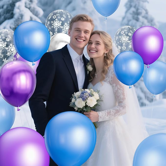68Pcs Purple and Blue Party Balloons Kit 12 Inch Pearl Light Blue Metallic - Image 7