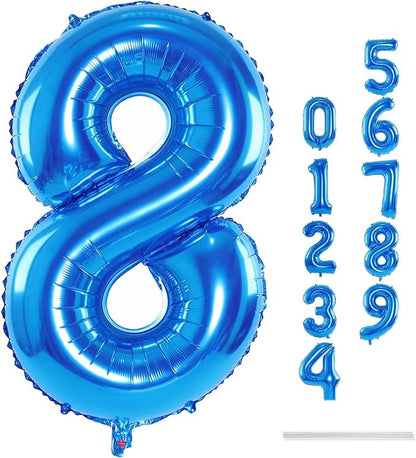 Blue Foil Balloon Number 8, Large Number 8 Digital 8 Helium Balloon - Image 9