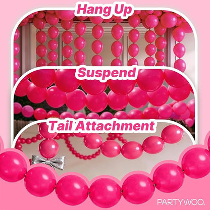 PartyWoo Hot Pink Linking Balloons 100pcs 6 Inch Magenta Link Balloons | - Image 6