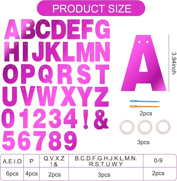BEISHIDA Double-sided Purple 116Pc A-Z DIY Letter Custom Banner Party Decor | - Image 2