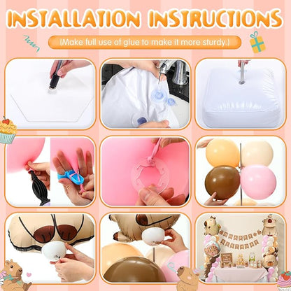 Kasyat 2 Sets Capybara Balloon Column Stand Kit Pink Brown Beige Orange - Image 4