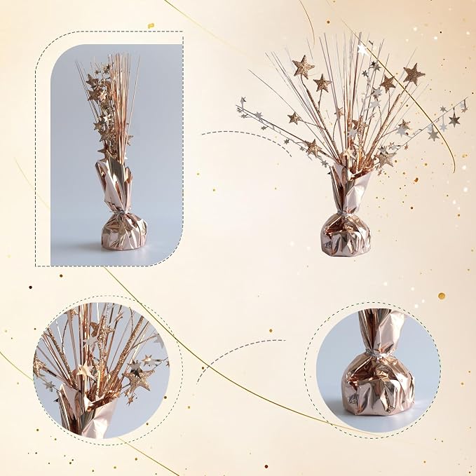 12 Pack Metallic Rose Gold Foil Spray Centerpieces Stars Brust Table - Image 2