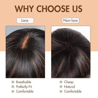 Bob Wig with Bangs Human Hair Glueless HD Lace Straight Short Bob Wig with Brown Highlights, Ready to Go Short Wigs For Women （12 Inch bob wig）