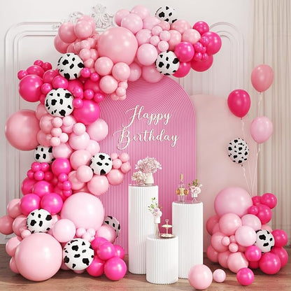 Pink Cow Print Ballon Garland Arch Kit by Unknown