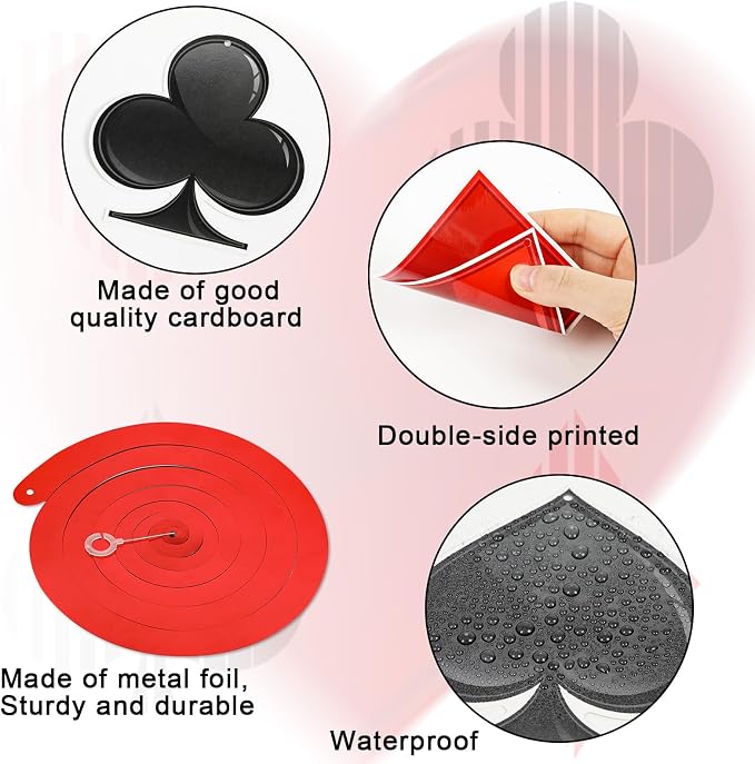 60 Pack Casino Theme Party Decorations Las Vegas Hanging Swirl Red Black Poker - Image 3