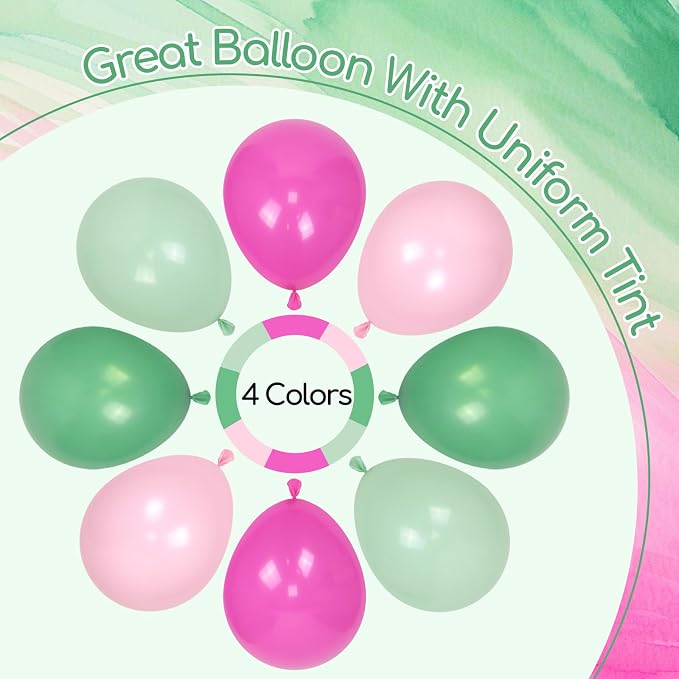 60pcs 12inch Pink and Green Balloons - Image 4