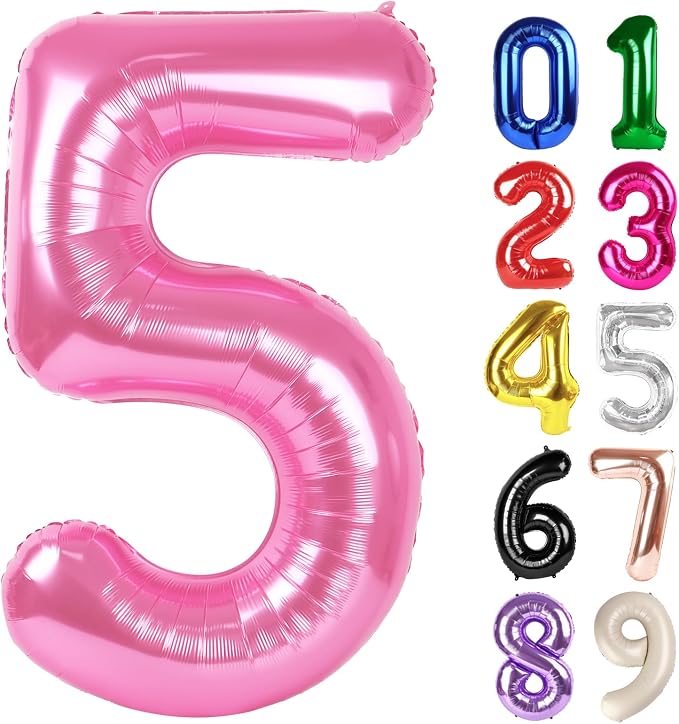 5 Balloon - Pink Birthday Number Balloons, 40 Inch Decorations Men Women | Pink by ALPHADELTAPI