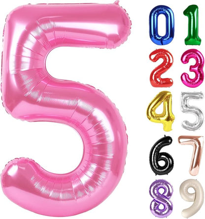 5 Balloon - Pink Birthday Number Balloons, 40 Inch Decorations Men Women | Pink by ALPHADELTAPI