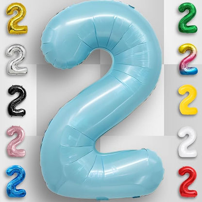 Candy Blue Number Balloon 2 Mylar Foil Balloons 16 Inch - Image 4