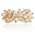 Large Gorgeous Rhinestone Hair Barrette for Women, Flower Jewelry Design (Champagne)