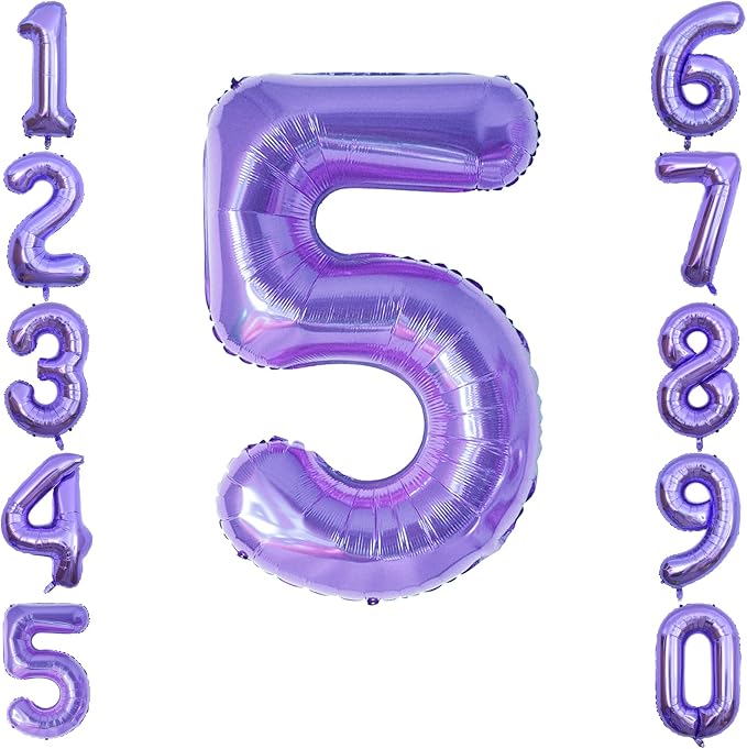 Purple Number 5 Balloon 40 Inch, Large Lavender Mylar Foil Number 5 by Unknown