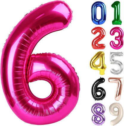 6 Balloon - Hot Pink Birthday Number Balloons, 40 Inch Party Decorations | Hot by ALPHADELTAPI