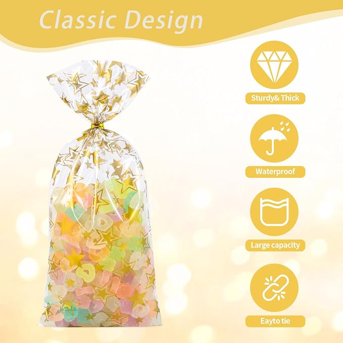 COQOFA 100 Pcs Mixed 5"X11" Gift Wrap Cellophane Treat Bag Party Favor bags - Image 3