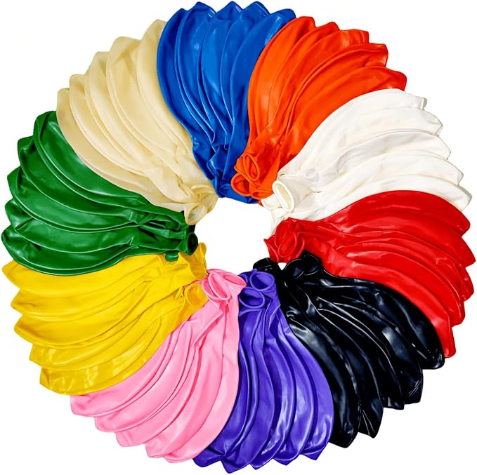 50 Pack 24 inch Balloons 10 Colors Latex Rainbow Party Big Balloon Bulk by ZWZLIULIAN