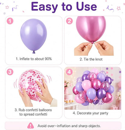 Pink and Purple Balloons, Metallic Purple Pink Latex Balloons - Image 6