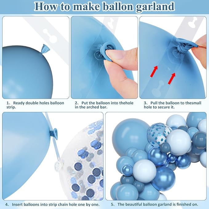Amandir 153pcs Blue Balloon Garland Arch Kit Different Sizes | 18 12 10 5 inch - Image 3