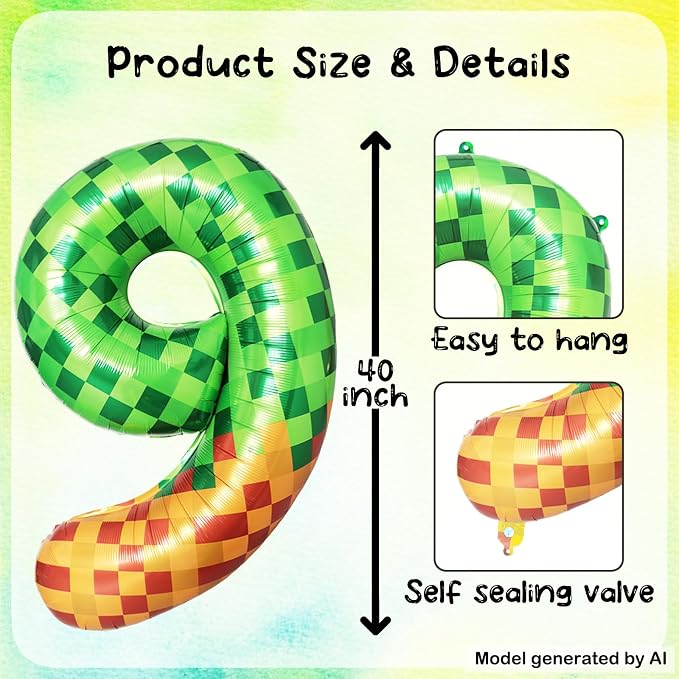 40 Inch Pixel Foil Number 19 Balloon - Image 2