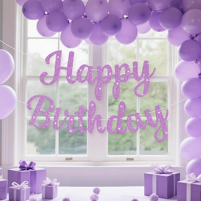 Glitter Happy Birthday Banner Sign Birthday Garland Wall Door Banners Flag - Image 3