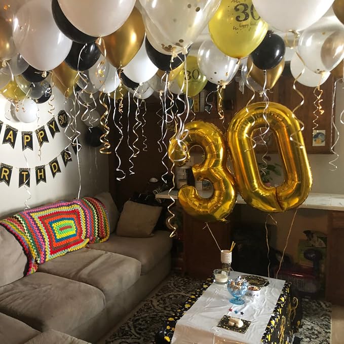 Gold 10th Birthday Balloons for Boys Girls, 40 Inch Big Gold Foil Number 1 and - Image 5
