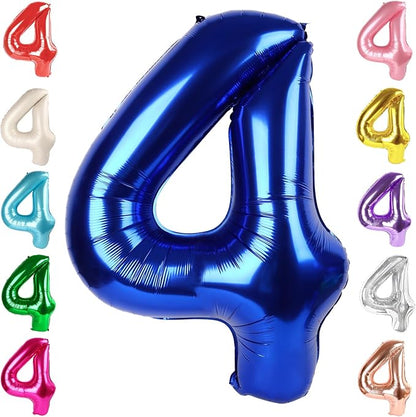 4 Balloon Numbers Birthday Decorations, 40In Navy Blue Balloons by Mluchee