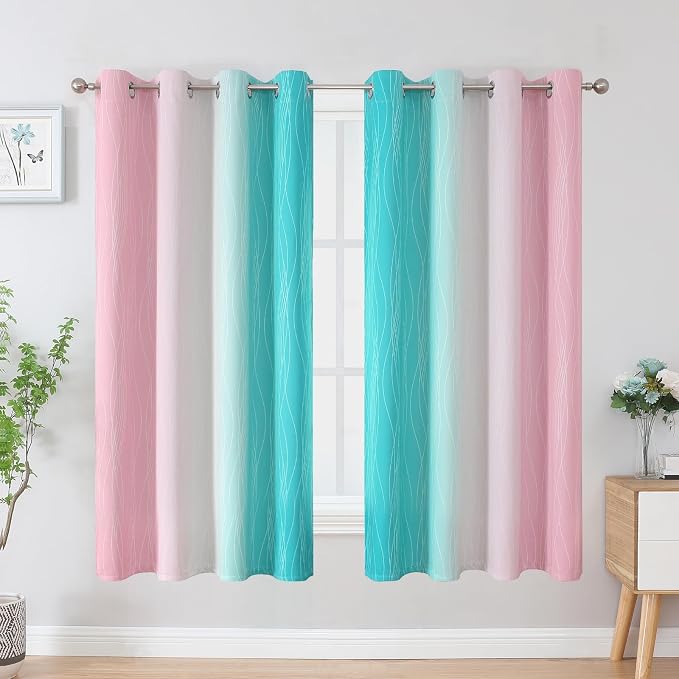 Pink and Teal Blackout Curtains - Image 2