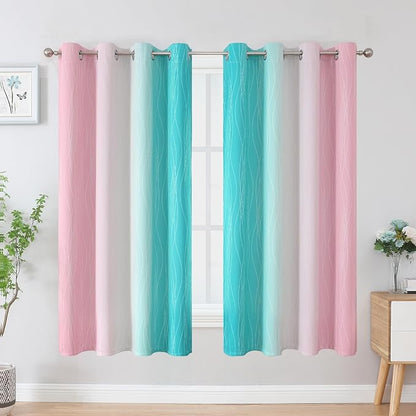 Pink and Teal Blackout Curtains - Image 2