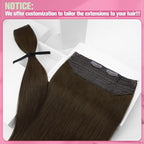 YoungSee Wire Hair Extensions Real Human Hair Brown Wire Extensions Real Human Hair Brown Straight Human Hair Fish Line Extension Easy to Apply and Remove 18 Inch 80g