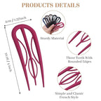 6 PCS French Hair Pins for Women - Large U-Shaped Hair Forks with Internal Teeth, Strong Hold for Thick & Thin Hair, Effortless French Twists, Updos, Buns & Chignons, Hairstyle Accessories