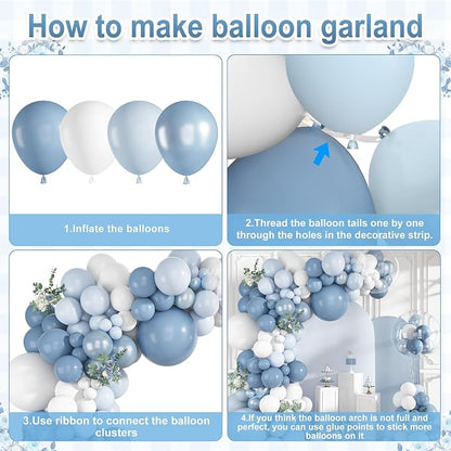 152Pcs Dusty Blue Balloons Arch Garland Kit Different Size | Light Blue and - Image 7