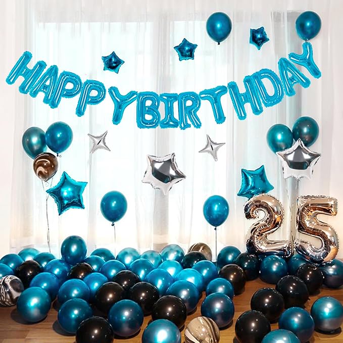 CANREVEL Happy Birthday Banner Decoration + 12Pcs Star Balloons, Light Blue | - Image 6