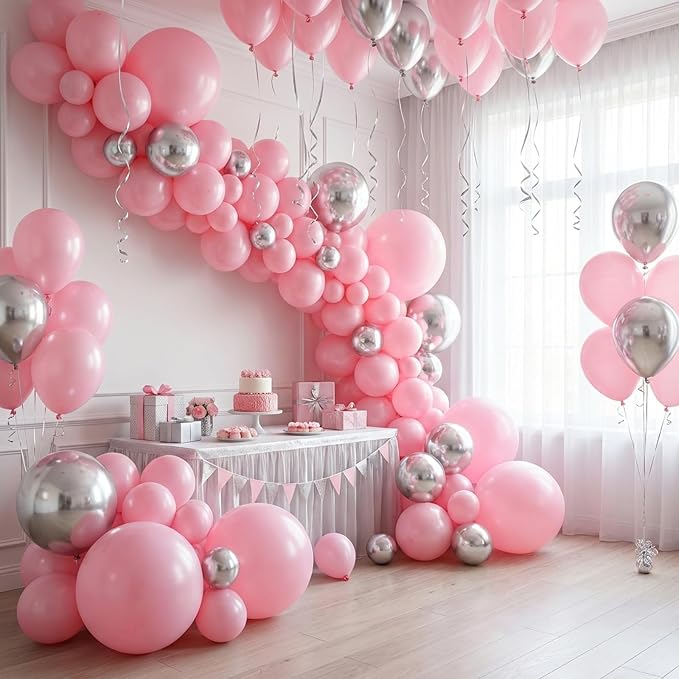 RUBFAC Pink Balloons 65pcs, 12 Inch Baby Light Pink Party Balloon - Image 6