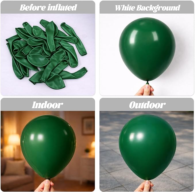 Voircoloria 66pcs Dark Green Latex Party Balloons, 12inch | - Image 3