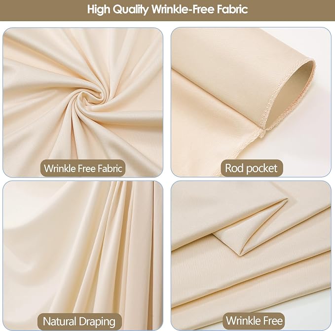 20x10ft Wrinkle Free Cream Backdrop Curtain - Image 4