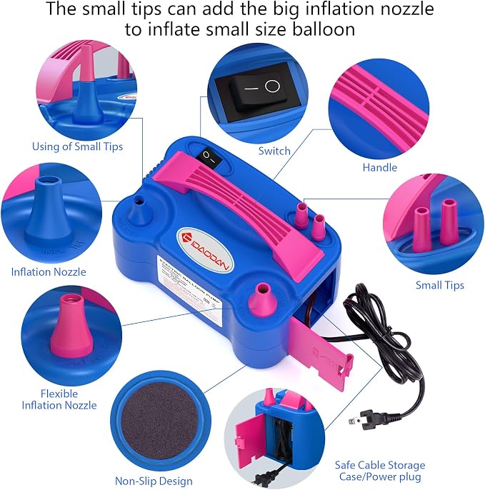 IDAODAN Electric Balloon Pump – Portable Balloon Air Pump Electric Inflator - Image 2