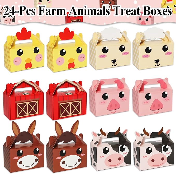 Tevxj 12 Pack Farm Animal Party Favor Boxes Farm Theme Birthday Goodie Boxes - Image 3