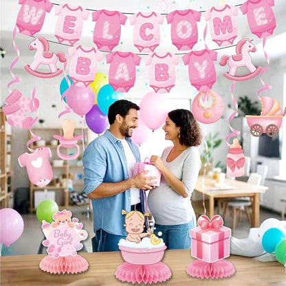 Baby Shower Decorations for Girl- Baby Shower Banner Pink Paper Welcome Baby - Image 5