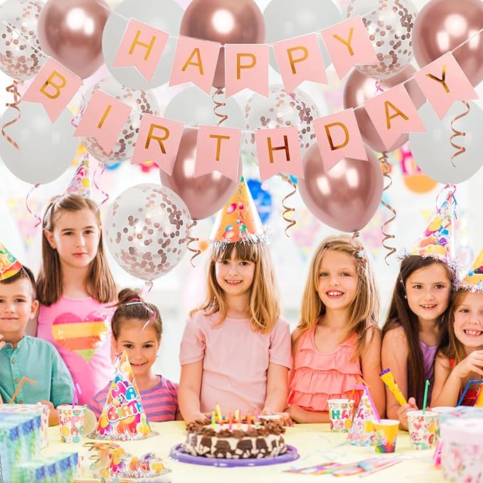 Happy Birthday Banner, Rose Gold Birthday Decoration - Image 6