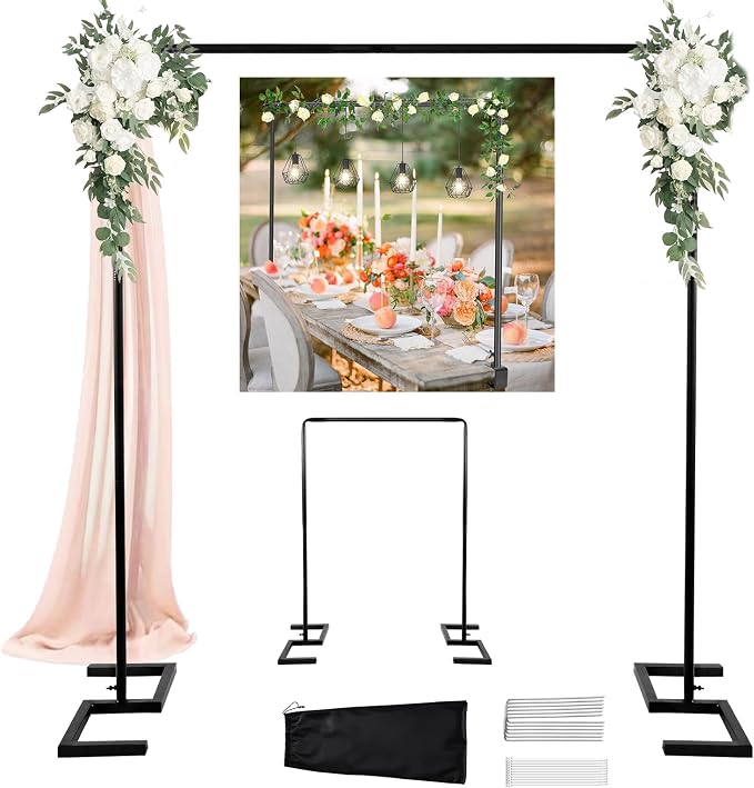8.2FT Balloon Arch Stand, 8.2FT Square Heavy Duty Backdrop Adjustable Frame | by DEVISEFUN