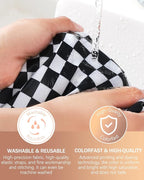 mikimini Large Shower Cap for Women Long Hair, 2 Pack,Elegant Chessboard Design,Double-layer Waterproof, Reusable, Washable, No Odor, X-Large