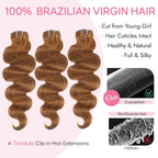 Clip in Hair Extensions Real Human Hair Body Wave 30 Auburn Ginger Clip in 100% Brazilian Remy Human Hair Extensions 8pcs Per Set with 18 Clips Double Weft 16 Inch 90g/3.6oz