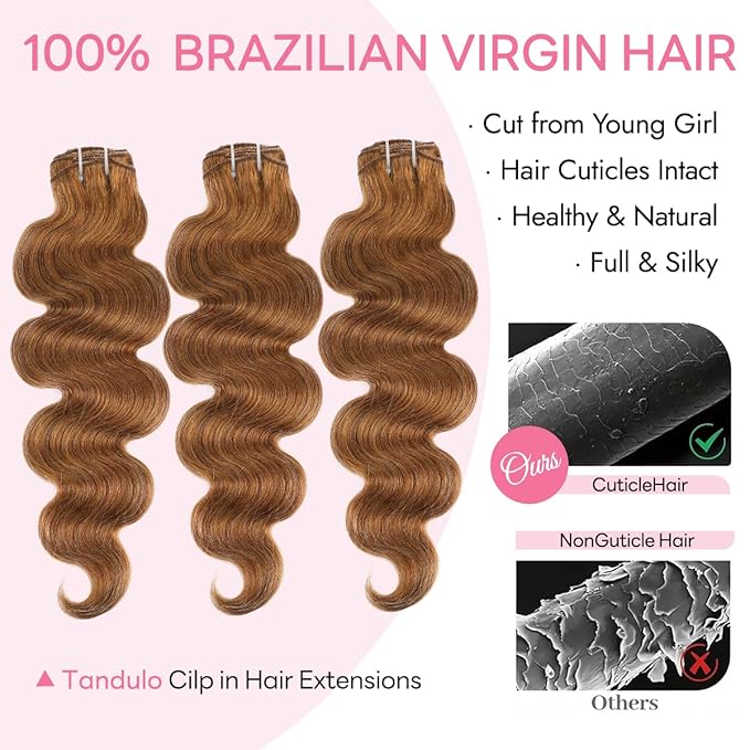 Clip in Hair Extensions Real Human Hair Body Wave 6 Chestnut Brown Clip in 100% Brazilian Remy Human Hair Extensions 8pcs Per Set with 18 Clips Double Weft 18 Inch 100g/3.6oz