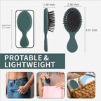 Mini Hair Bursh for Women,girls-Protable Travel Size Hair Brush for Pockets,Purse,backpack-Mini Detangler Brush for All Hair Types,Small Hair Brush for Detangling (1 Pack-Green)