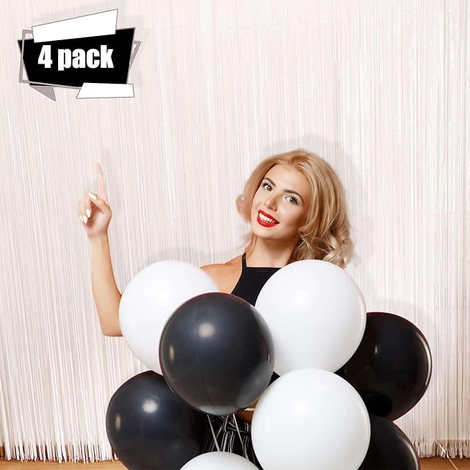 White Fringe Backdrop Curtains for Parties - Image 2