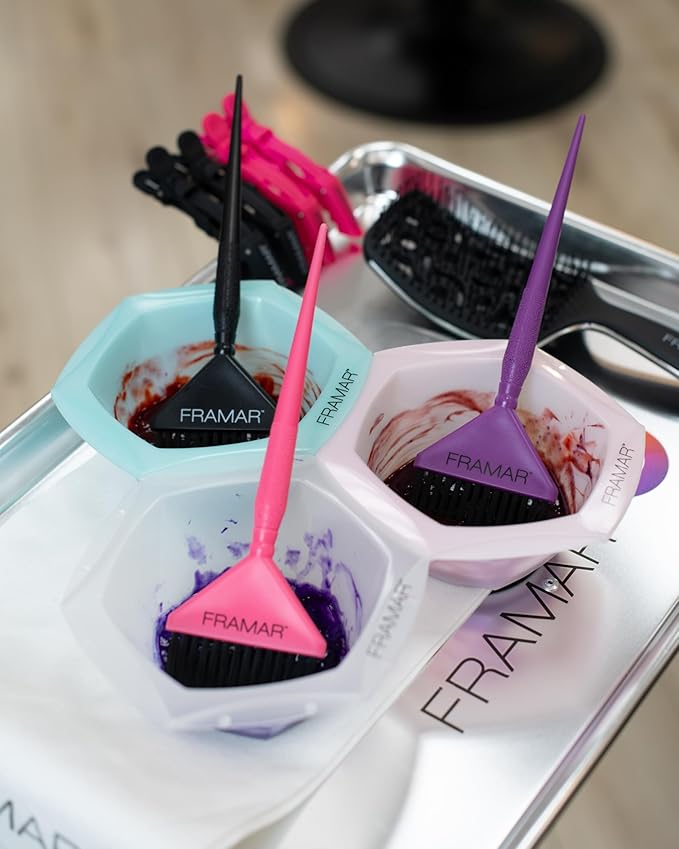 Framar Hair Color Brush Set - Hair Dye Brush Kit, Hair Coloring Brushes for Hair Stylist, Tint Brushes for Hair Color, Tapered Edges for Precision – 3 Pack