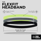Tough Headwear Thin Elastic Headbands for Men - Sports Hair Head Band for Women & Men - Non Slip Mens Workout Headband - Running or Soccer Headband - 6-Pack